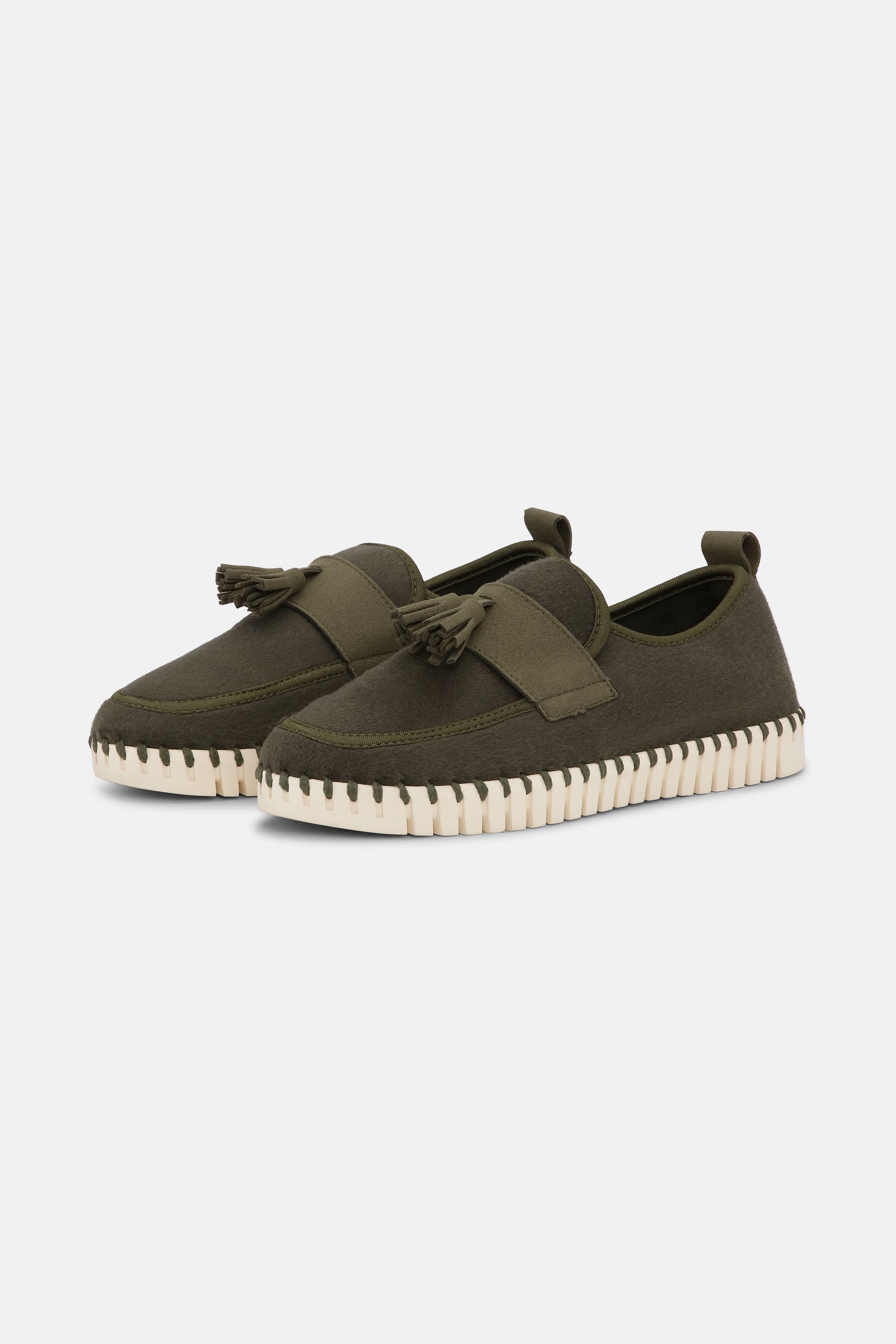 Tulip Wool Loafer - Army Pearled Ivory